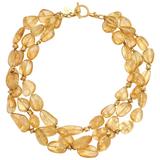 Collana di perle d'oro Citrino a tre fili di Pat Saling