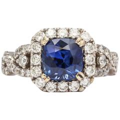 2.80 Carat Sapphire Diamond Gold Ring