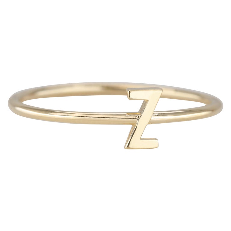 Customizable 14K Gold Initial Z Letter Ring, Personalized Initial