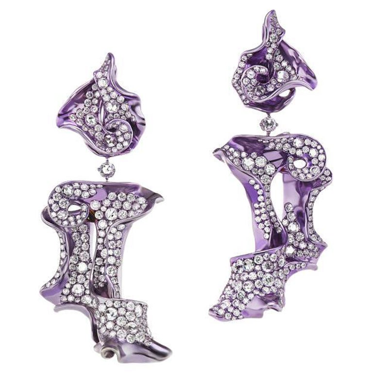 Neha Dani Diamonds on White Gold with Purple Rhodium Finish Aylin Earrings