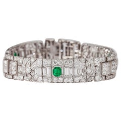 Art-déco-Armband mit Smaragd und Diamanten