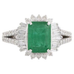 2.09 Carat Emerald Baguette Diamond 10 Karat White Gold Ring