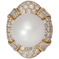 South-Sea Pearl Diamond Gold Ring 4