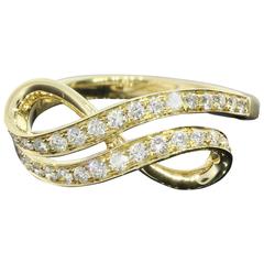 Diamond Gold Bypass Swirl Ring