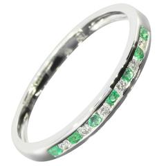Emerald Diamond Gold Alternating Channel Band Ring