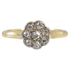 1930's Diamond Daisy Cluster Ring in Yellow, Stamped 18ct