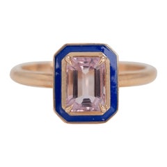 Estilo Art Déco 0.96 qt. Anillo de cóctel de oro de 14 quilates con Morganita