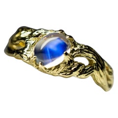 Moonstone Adularia Yellow Gold Ring Natural