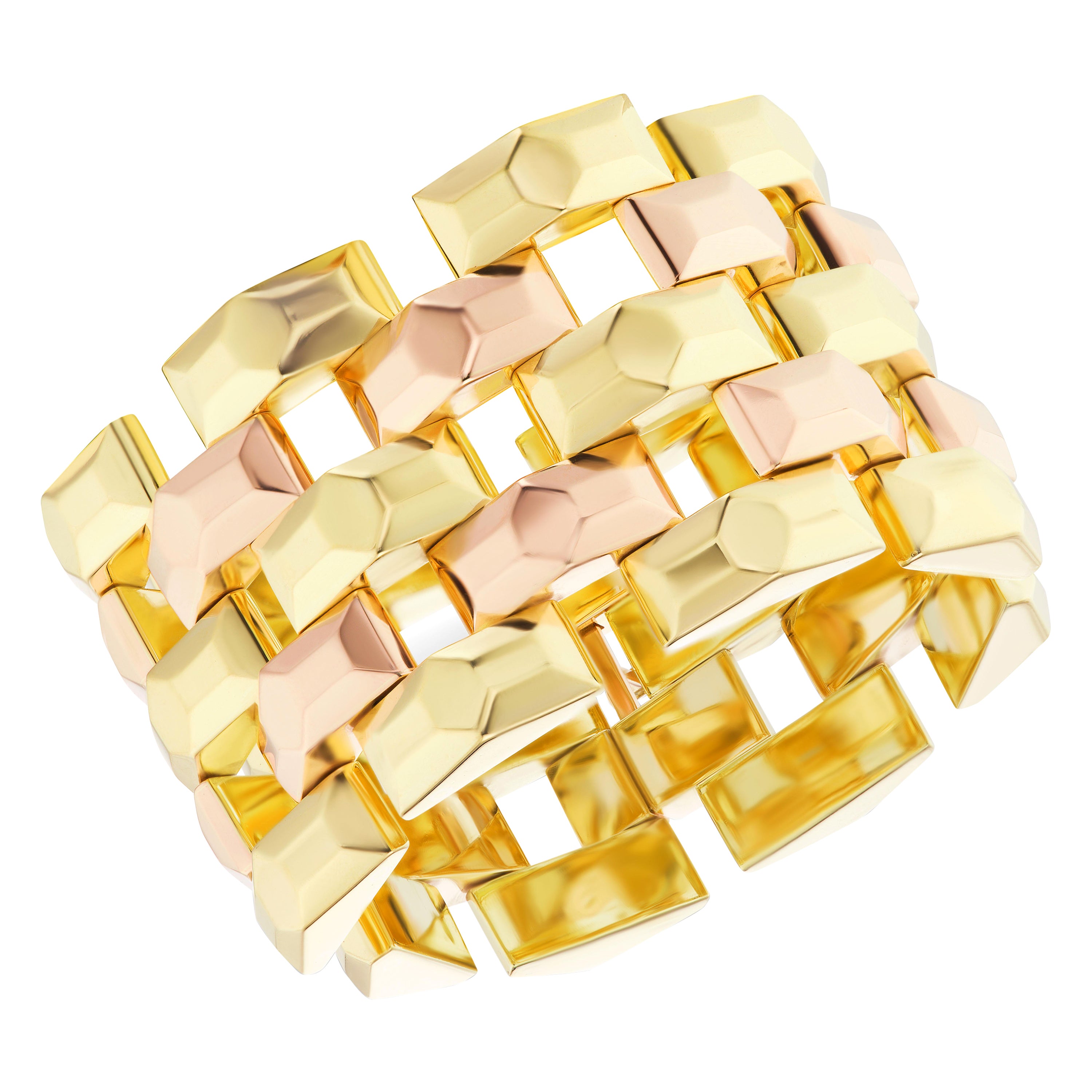 18K Gold Two-Tone Retro Bracelet For Sale