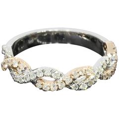 Diamond Two Color Gold Twist Band Ring