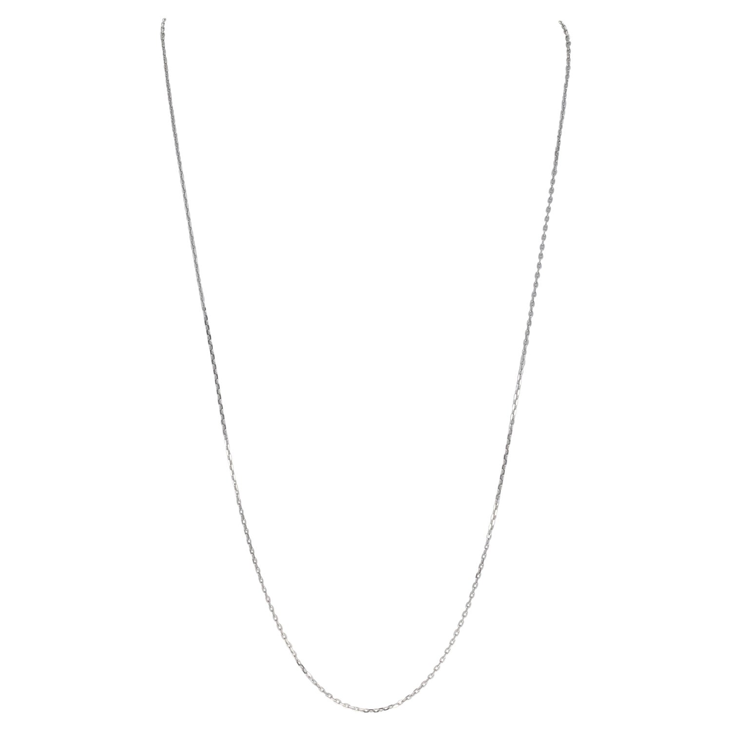 Diamond Cut Cable Chain Necklace, 14 Karat White Gold Lobster Claw
