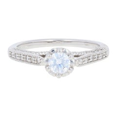 Vintage New Semi-Mount Engagement Ring, 14k White Gold Center .33ctw