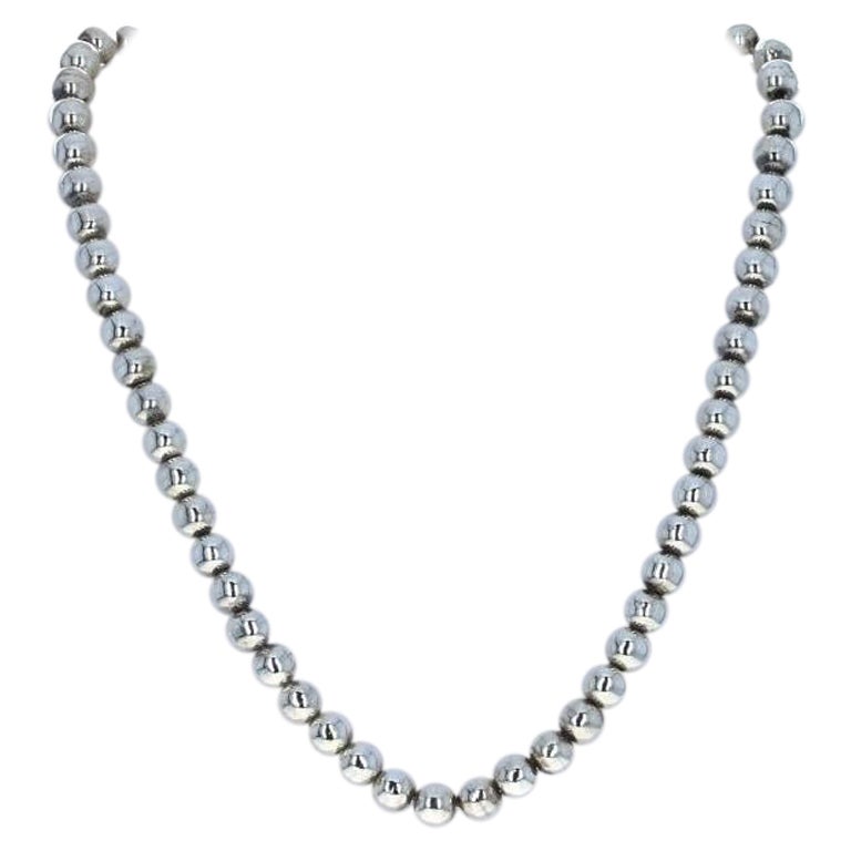Sterlingsilber-Halskette mit Perlen und Sterlingsilber-Kastenverschluss