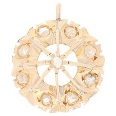 .10ctw Rough Cut Diamond Vintage Pendant, 14k Yellow Gold Floral Starburst Halo