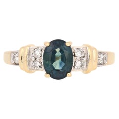 1.98ctw Oval Cut Sapphire & Diamond Ring, 18k Yellow Gold