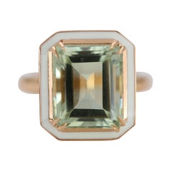 Art Deco Style 4.50 Ct Green Amethyst 14K Gold Cocktail Ring