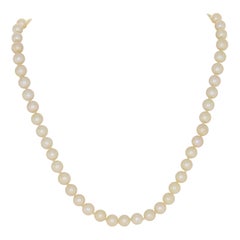 Cultured Pearl & Diamond Necklace, 18k Gold Knotted Strand