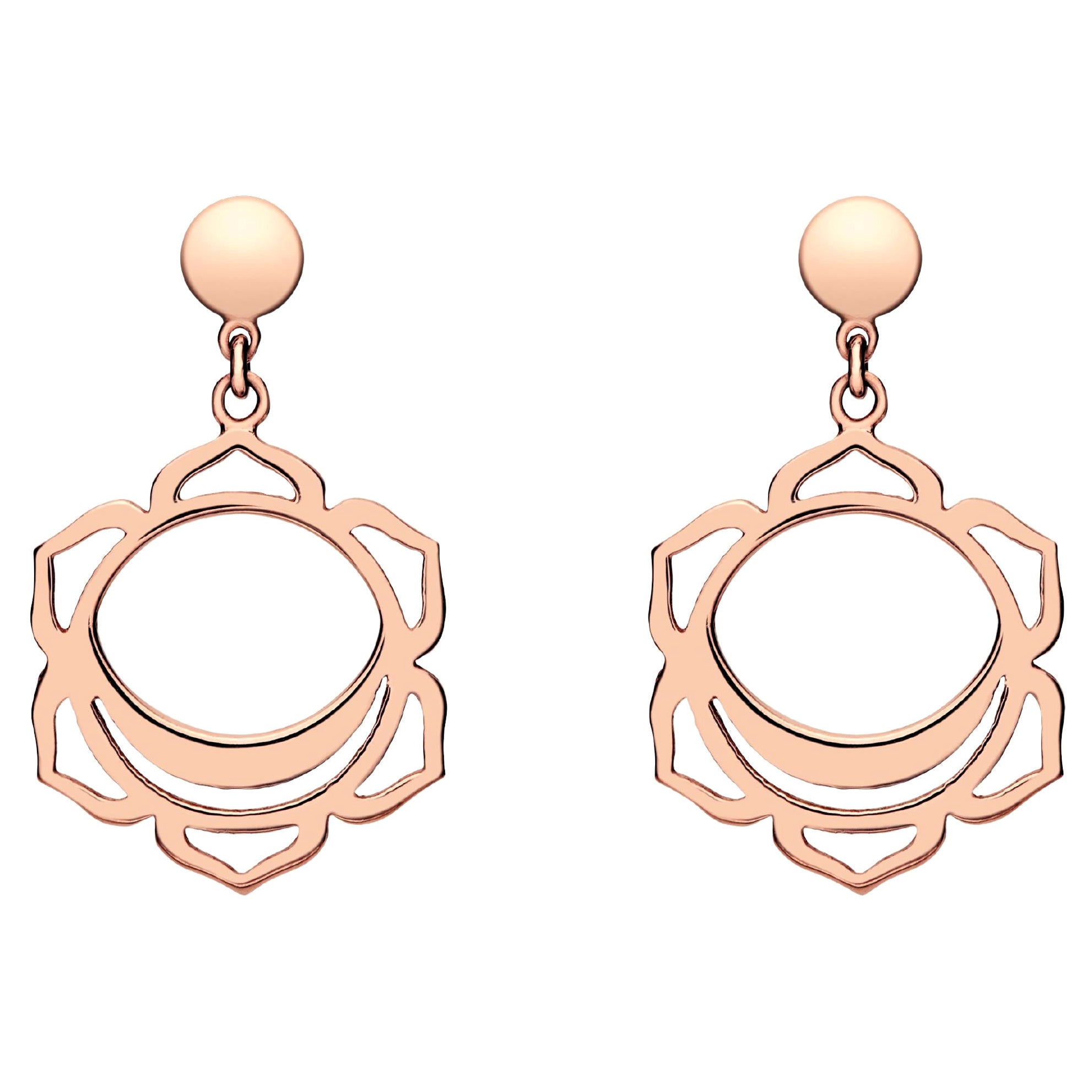 Handcrafted Drop Earrings with the Svadhistana Sex Chakra in 14Kt Gold 