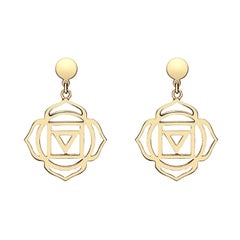 Handcrafted Drop Earrings with the Muladhara Root Chakra in 14Kt Gold 