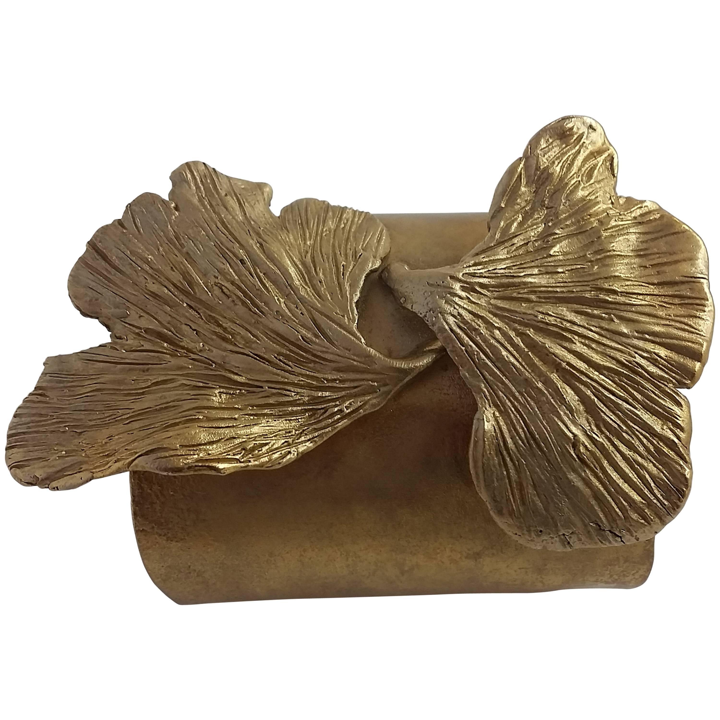 2014 Ania Pabis Silver Gold Plate Gingko Bracelet For Sale