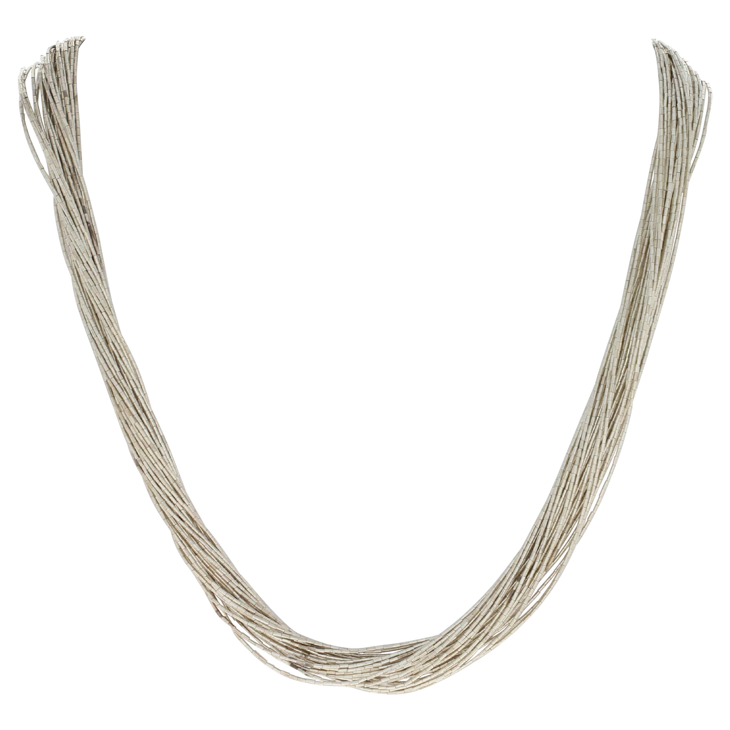 Carolyn Pollack Southwestern Liquid Silver Necklace Sterling 28 Strands