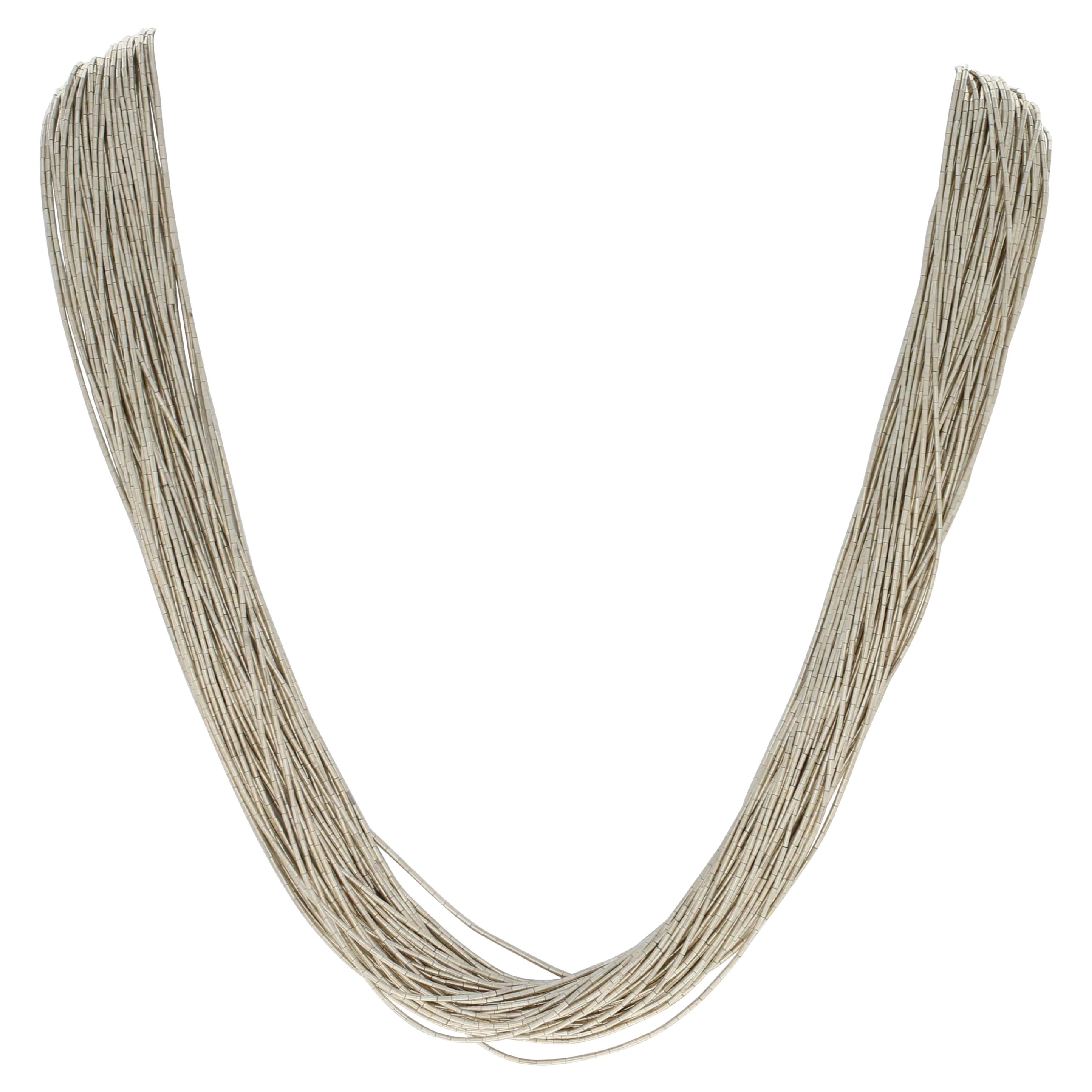 Carolyn Pollack Southwestern Liquid Silver Necklace Sterling 50 Strands For Sale