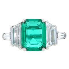 Platinum Colombian Emerald & Diamond Ring, AGL