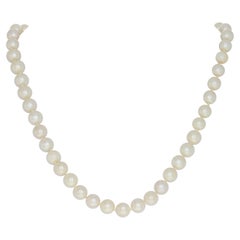 Cultured Pearl Necklace 14k White Gold Knotted Strand