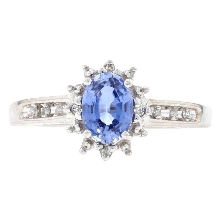 10K Synthetic Sapphire and Diamond Ring at 1stDibs