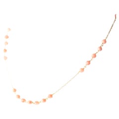 Intini Jewels Pink Coral Spheres 18 Karat Yellow Gold Chain Cocktail Necklace