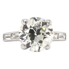 4.02 Carat Old European Cut Diamond Ring