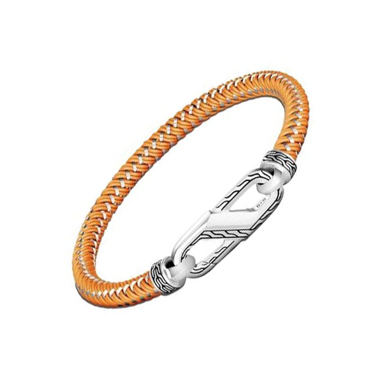 John Hardy Chain Bracelet with Orange Rubber Steel Cord BM900287ORXM