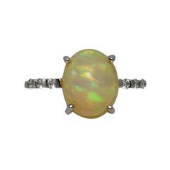 18K White Gold Opal & Diamond Ring, 2.7g