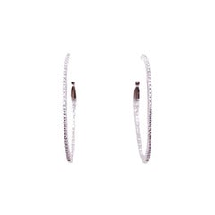 Diamond Inside Out Earring Hoops in 14K White Gold Diamond Hoop Earrings