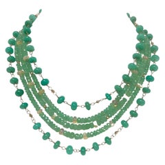 Green Chrysoprase with Yellow Opal Multi Strand Necklace