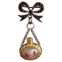 Antique Agate Scent Bottle, Bohemian Garnet Bow Brooch