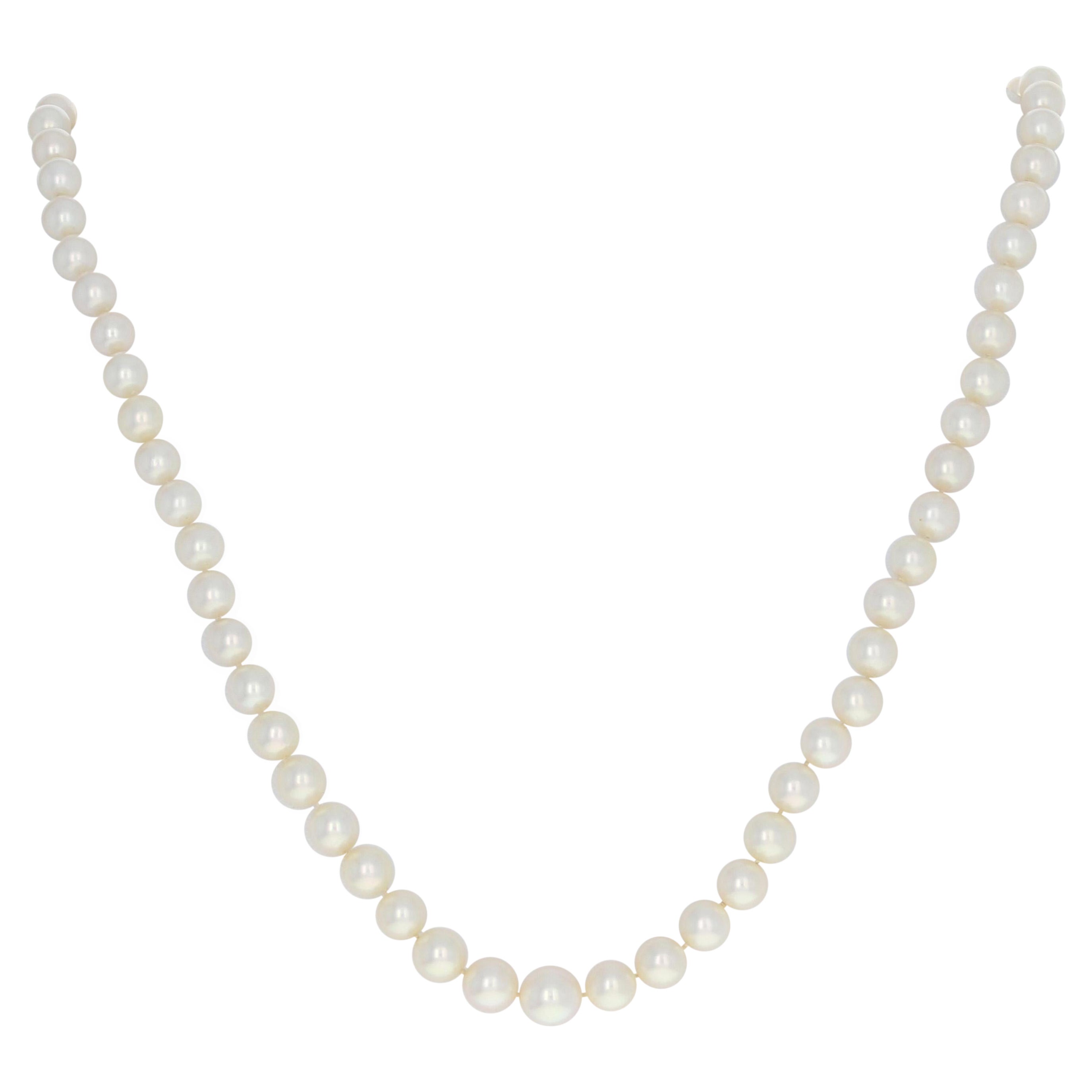 Cultured Pearl Necklace, 14k Yellow Gold Knotted Strand