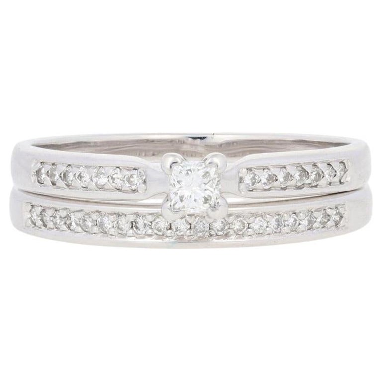 .24ctw Princess Cut Diamond Engagement Ring and Wedding Band 14k White ...