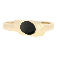 Black Onyx Ring, 14k Yellow Gold Solitaire
