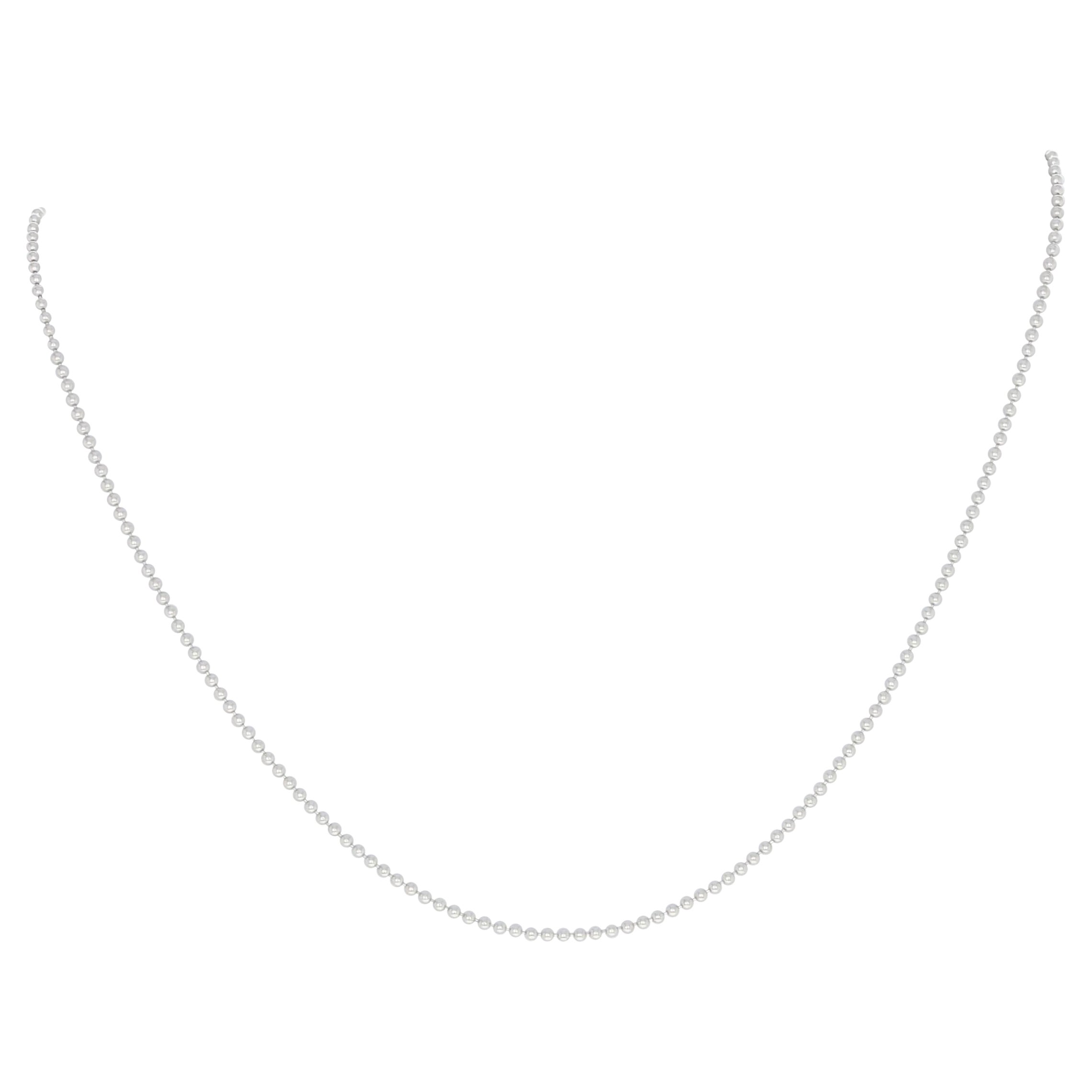 Bead Chain Necklace, 14k White Gold Lobster Claw Clasp For Sale at 1stDibs