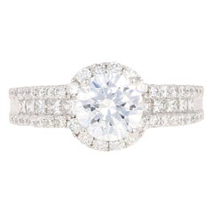 New Semi-Mount Halo Engagement Ring, 18k Gold Diamonds Princess .86ctw