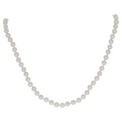 New Cultured Pearl Necklace, 14k White Gold Knotted Strand