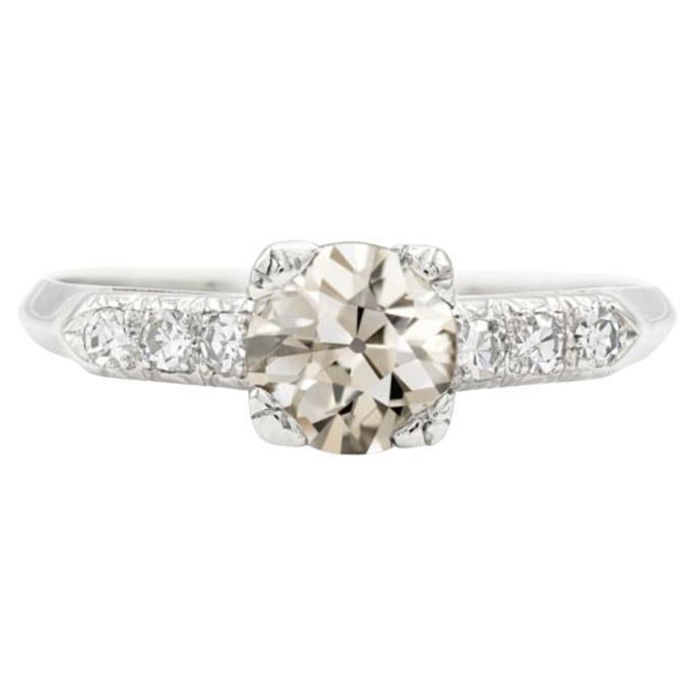 Art Deco GIA 0.91ct Old European Diamond Engagement Ring W I1 in Platinum