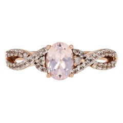 New 1.00ctw Oval Cut Morganite & White Sapphire Ring, 10k Yellow Gold