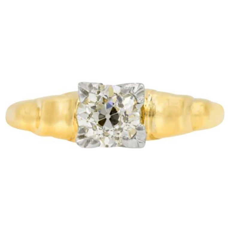 Vintage GIA Certified 0.51 Carat Yellow Gold Engagement Ring G SI1