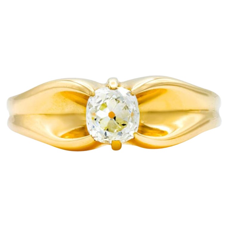 Vintage 0.75 Ct. Old Mine Solitaire Engagement Ring I SI2 in 14k Yellow Gold For Sale