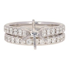 New Semi-Mount Engagement Ring & Wedding Band 14k Gold w/ Diamond Accents .81ctw