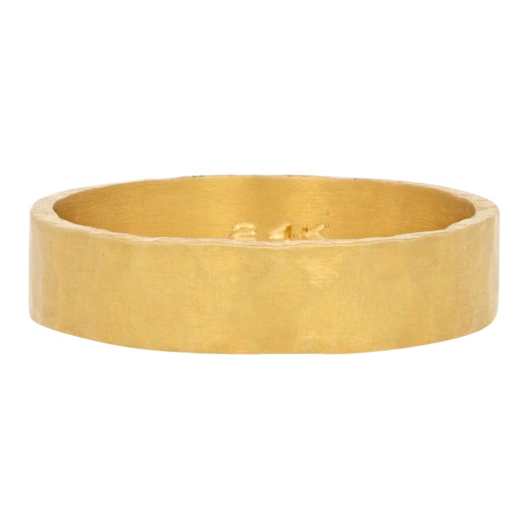 New Custom Hammered Band, 24k Yellow Gold Wedding Ring