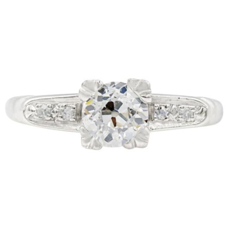 Mid-Century GIA Certified 0.70 Ct. Diamond Engagement Ring J VS1 in Platinum For Sale