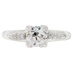 Mid-Century GIA Certified 0.70 Ct. Diamond Engagement Ring J VS1 in Platinum
